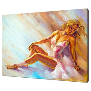 Beautiful Ballerina Sitting Ballet Dancer Oil Painting Style Modern Design Home Decor Canvas Print Wall Art Picture