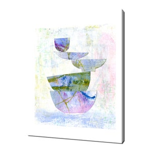 Stacked Bowls Abstract Fine Art Print, Vintage Art Modern Kitchen Design Canvas Print Home Decor Wall Art Picture Ready To Hang