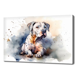 Cute American Bulldog Puppy Dog Watercolour Canvas Print Art, Modern Design Home Decor, Animal Pet Canvas Print Wall Art, Gift For Dog Lover