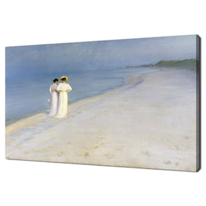 Summer Evening On The Souther Beach (1893), Beautiful Seacape Canvas Print Wall Art, Vintage Victorian Painting Print, Female On The Beach