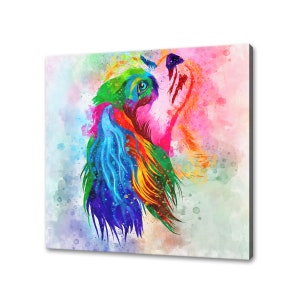Cavalier King Charles Spaniel Colourful Watercolour Dog Canvas Wall Art Picture Print Wall Hanging Pet Home Decor Handmade Ready To Hang