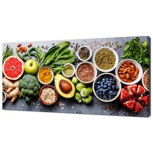 Healthy Food Spices Veggies Colourful Kitchen Modern Design Home Decor Canvas Print Wall Art Picture