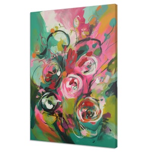 Colourful Flowers Wall Art, Abstract Floral Painting Style Print, Modern Floral Design Canvas Print Home Decor Wall Art Ready To Hang