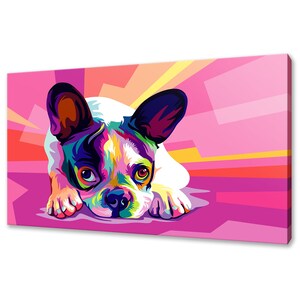 French Bulldog Puppy Colourful Abstract Modern Design Home Decor Animal Pet Canvas Print Wall Art Wall Hanging
