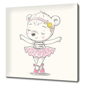 Cute Dancing Bear Ballerina Girls Kids Room Modern Design Canvas Print Wall Art Picture
