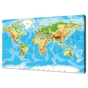 Carte du monde géographie Design moderne décoration de bureau à domicile impression sur toile art mural photo tenture murale