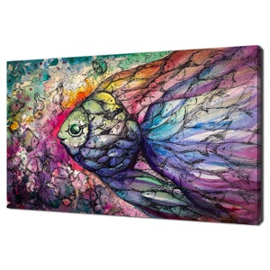 Colourful Fish On The Coral Reef Ink Drawing Modern Design Home Decor Canvas Print Wall Art Wall Hanging