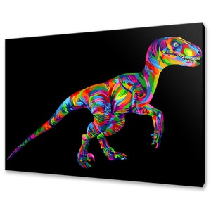 Colourful Tyrannosaurus T-Rex Dinosaur Abstract Animal Modern Design Home Decor Canvas Print Wall Art Picture
