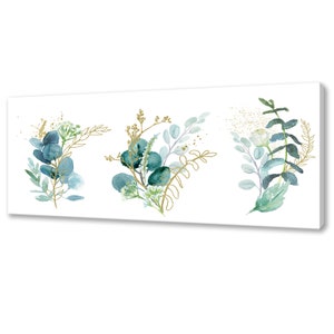 Beautiful Green Gold Tropical Leaves Branches Modern Design Home Decor Canvas Print Wall Art Picture