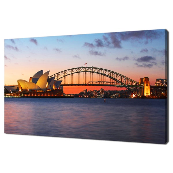 Beautiful Sunset Over Sydney Harbour Bridge Opera House Australia Modern Design Home Decor Canvas Print Wall Art Picture