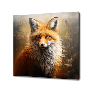 Beautiful Fox Oil Painting Style Vintage Canvas Print, Pet Animal Wall Art, Modern Design Home Decor Canvas Art, Living Room Decor