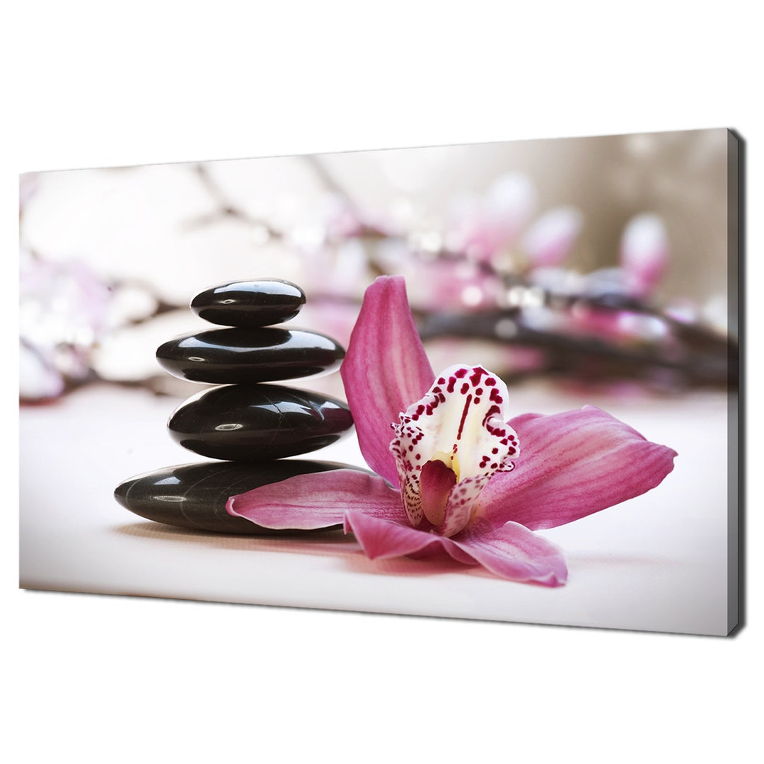 Beautiful Zen Stones Pink Orchid Flower Spa Relaxing Modern Bathroom ...