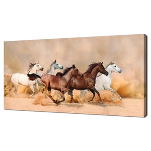 Beautiful Horses Galloping In Sand Modern Design Home Decor Canvas Print Wall Art Picture