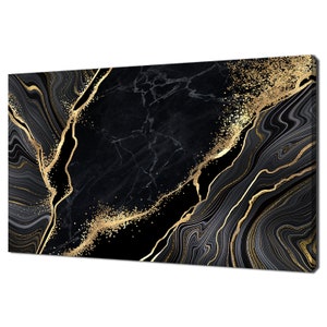 Abstract Black Marble With Gold Veins Elegant Modern Design Home Decor Canvas Print Wall Art Picture