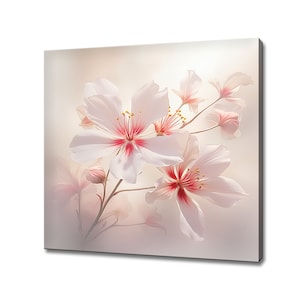 Pastel Pink Flowers Close Up Canvas Print Wall Art, Modern Floral Design Home Decor, Botanical Flowers Wall Art, Gift For Flowers Lover