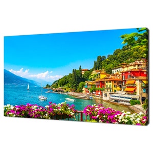 Varenna Town Como Lake District In Italy Modern Design Home Decor Canvas Print Wall Art Picture
