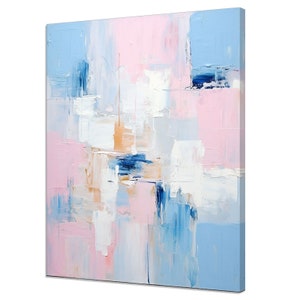Pale Pink And Light Blue Abstract Art Painting Modern Design Home Decor Canvas Print Wall Art Picture