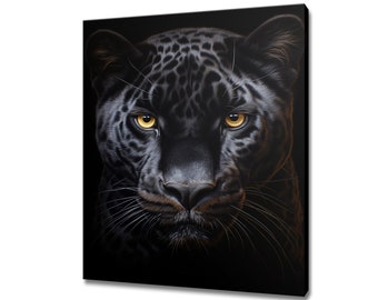 Black Panther Animal Canvas Print, Panther Home Decor, Gift For Panther Lover, Panther Wall Art Portrait Print, Artwork For Nature Lovers