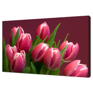 Beautiful Pink Tulips Flowers Bouquet Modern Floral Design Home Decor Canvas Print Wall Art Picture Wall Hanging