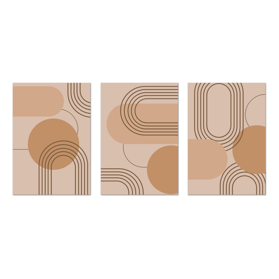 Abstract Boho Art Prints, Neutral Wall Art, Geometric Wall Art, Beige ...