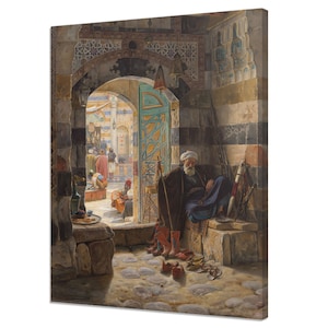 Warden of the Mosque, Damascus (1891), Classic Middle Eastern Print, Vintage Orientalism Oil Painting Canvas Print, Antique Wall Art