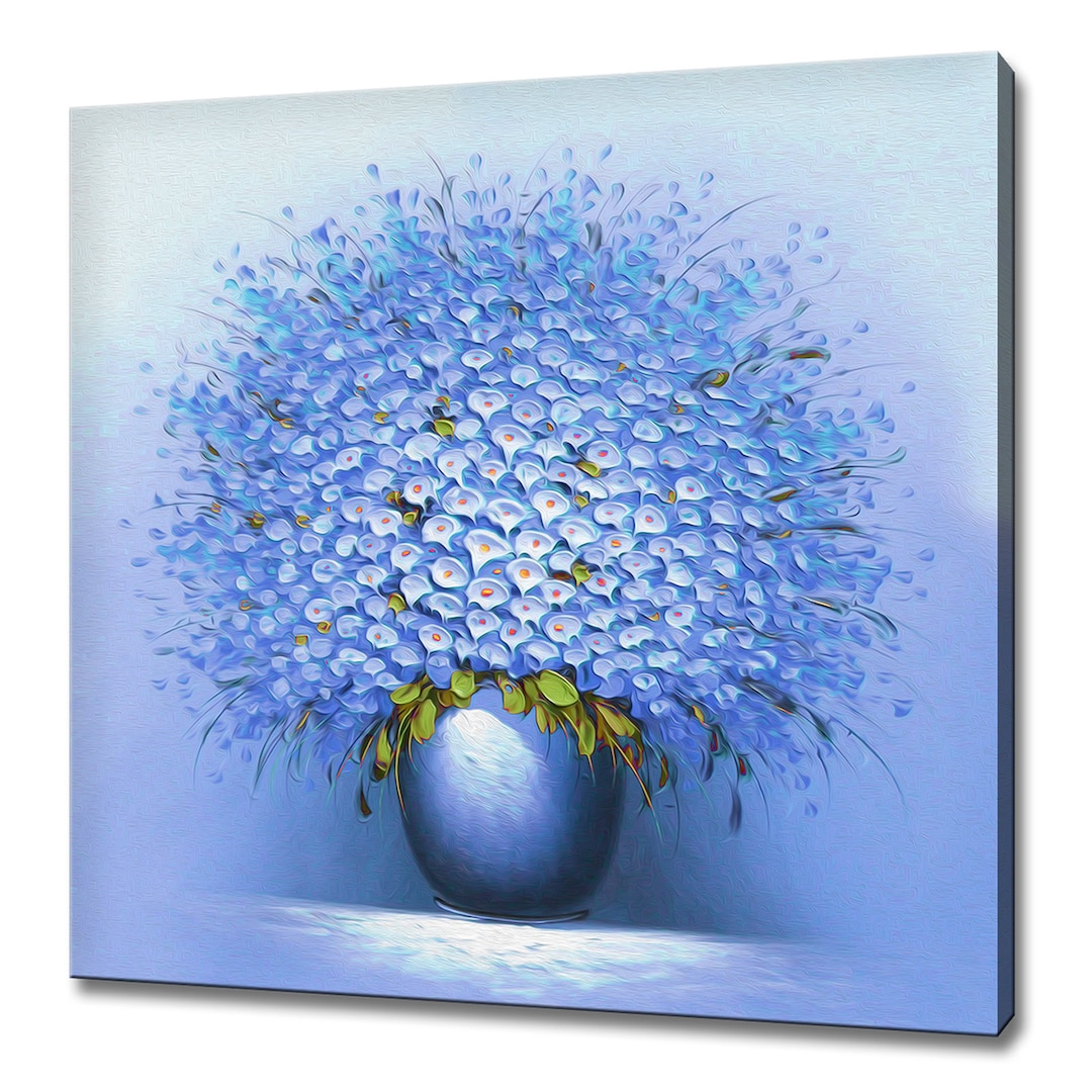 Beautiful Blue Flowers in the Vase Oil Painting Style Modern Design ...
