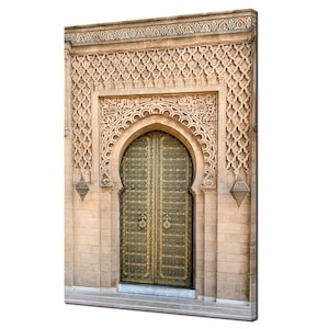 Traditional Moroccan Ancient Wooden Entry Door Modern Home Decor Canvas Print Wall Art Picture