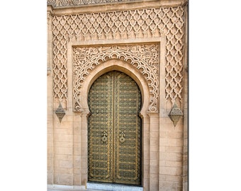 Puerta de entrada tradicional marroquí de madera antigua, decoración moderna para el hogar, impresión en lienzo, arte de pared.