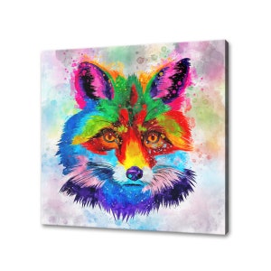 Raposa Abstrato Colorido Animal Aquarela Design Moderno Decoração de Casa Impressão em Tela Arte de Parede Imagem Pendurada na Parede