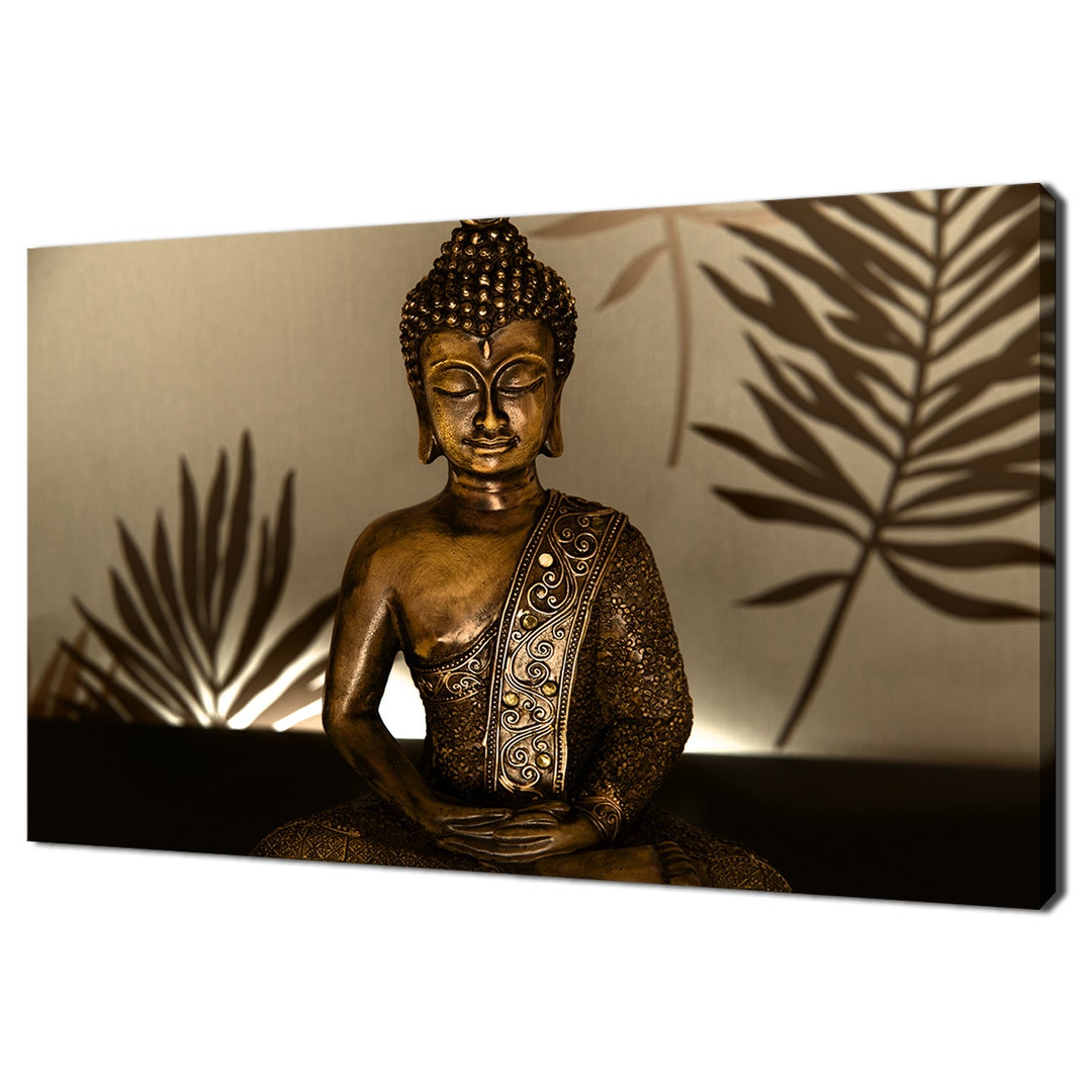 Golden Buddha in Lotus Position Ethnic Religious Modern Design Home ...