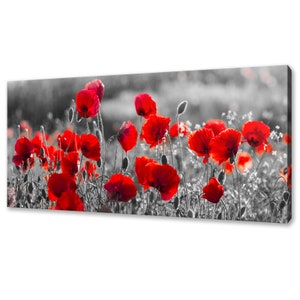 Beautiful Red Poppies Flowers Field Modern Design Home Decor Canvas Print Wall Art Picture