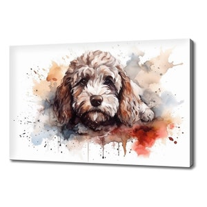 Cute Cockapoo Puppy Dog Watercolour Canvas Print Art, Modern Design Home Decor, Animal Pet Canvas Print Wall Art, Gift For Dog Lover