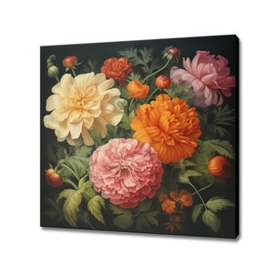 Marigold Flowers Bouquet Canvas Print Wall Art, Modern Floral Design Home Decor, Botanical Flowers Wall Art, Gift For Flowers Lover