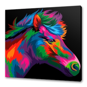 Colourful Pony Horse Abstract Animal Canvas Print Wall Art Picture Modern Design