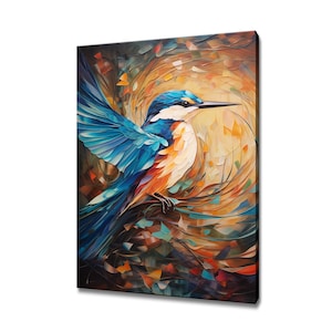 Beautiful Kingfisher Bird Painting Canvas Print, Birds Modern Design Home Wall Decor, Nature Canvas Print Wall Art, Gift For Bird Lover