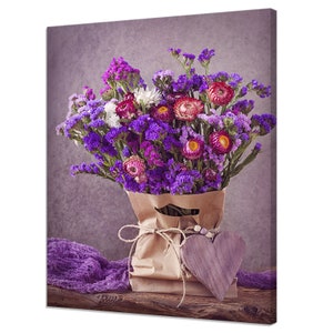 Lilac Autumn Flowers Bouquet Modern Floral Design Canvas Print Home Decor Wall Art Wall Hanging Picture