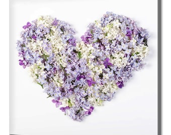 Heart Made Of Lilac Spring Flowers Love Modern Design Home Decor Canvas Print Wall Art Picture