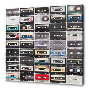 Collection Of Retro Audio Music Cassettes Modern Design Home Decor Canvas Print Wall Art Picture
