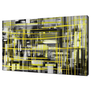 Abstract Painting WIth Ink Lines Modern Design Canvas Print Wall Art Picture Many Colours