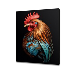 Hahn Vogel Tier Leinwanddruck, Vögel Wohnkultur, Huhn Wand Kunst Dekor Portrait Druck, Geschenk für Hahn Liebhaber, Bauernhaus Dekor Wandkunst
