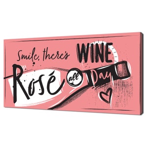 Pink Rose Wine Bottle Abstract Kithen Modern Design Home Decor Canvas Print Wall Art Picture