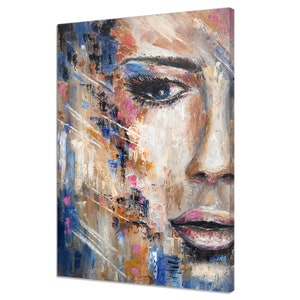 Portrait Of A Woman Colourful Painting Style Modern Design Home Decor Canvas Print Wall Art Picture