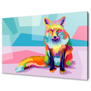 Colorido Raposa Abstrato Animal Moderno Design Decoração de Casa Animal de Estimação Tela Impressão Arte de Parede Imagem