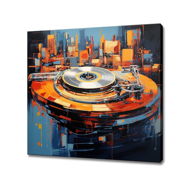 DJ Deck Turntable Colourful Painting Style Canvas Print Wall Art, Music Modern Design Home Decor, Musical Wall Art Picture Wall Hanging
