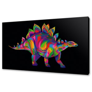Dinosaur Stegosaurus Dino Colourful Modern Design Kids Room Home Decor Canvas Print Wall Art Ready To Hang
