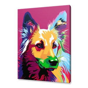 Colourful Abstract German Shepherd Dog Animal Pet Modern Design Home Decor Canvas Print Wall Art Picture