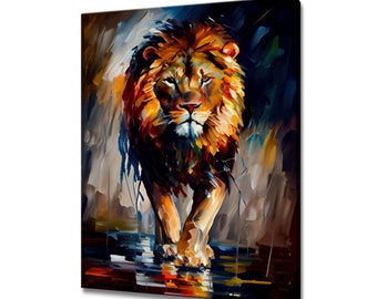 Colourful Walking Lion Painting Modern Design Canvas Print Home Decor Wall Art Wall Hanging Picture