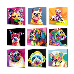 Colourful Collection of Dogs Many Designs Breeds Abstract Modern Home ...