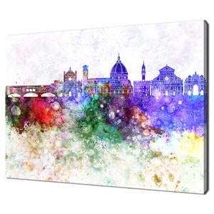Pintura de acuarela del horizonte colorido de Florencia, diseño moderno, decoración del hogar, impresión en lienzo, arte de pared, imagen para colgar en la pared