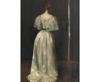 Dama del XVII secolo (1895), Ritratto barocco antico di donna, Arte antica e suggestiva, Stampa su tela di dipinto vintage, Stampa artistica romantica